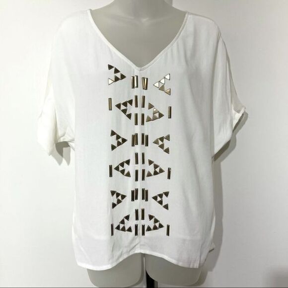 Line & Dot Revolve studs Aztec silk blouse top NEW - Picture 1 of 11